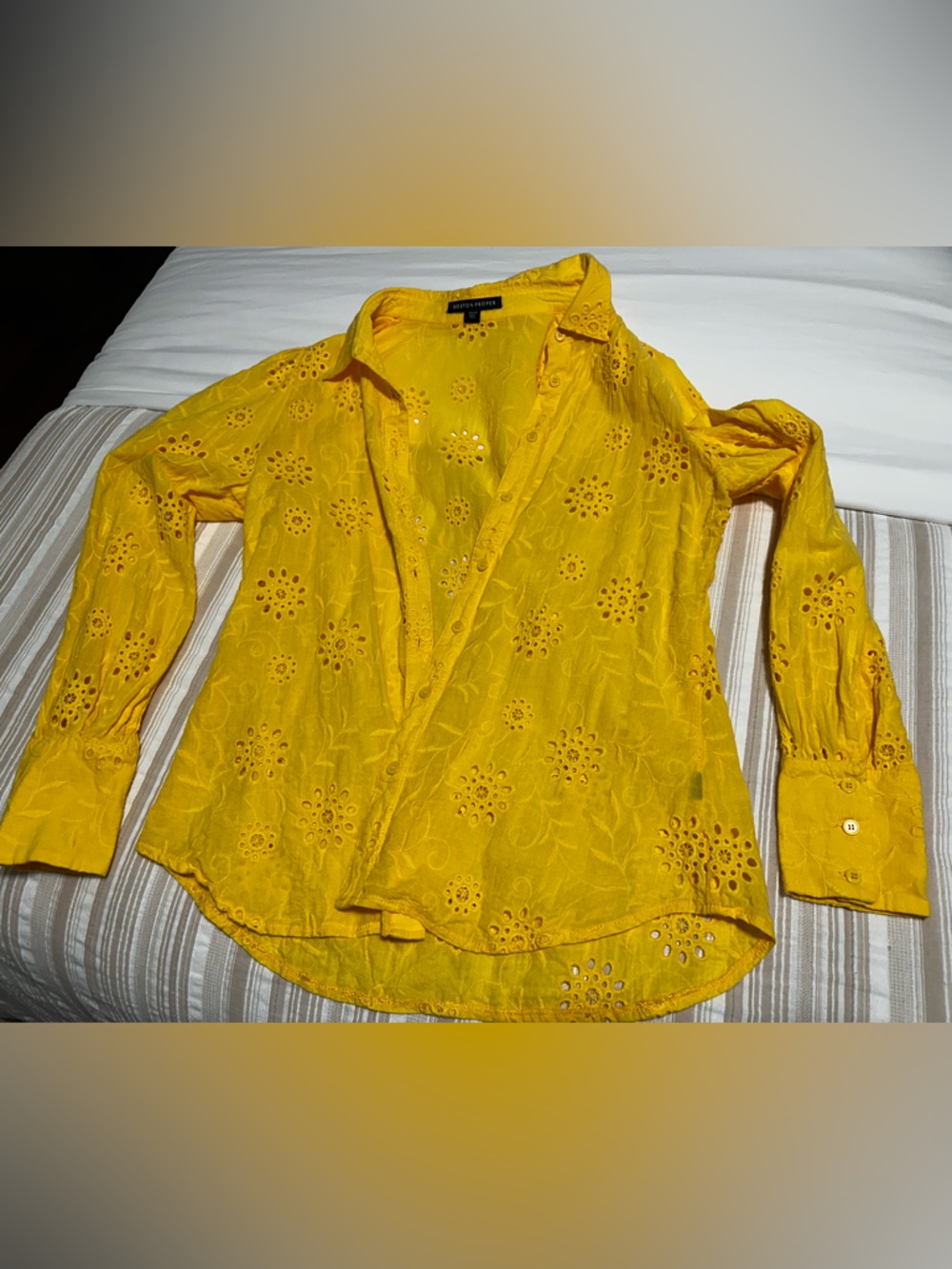 Boston Proper Sunny Yellow Eyelet Top